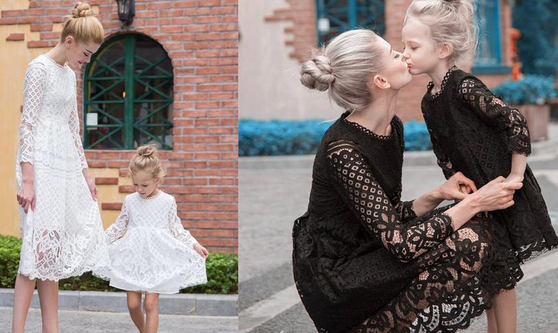 Фемили лук: кружевные платья для мамы и дочки.