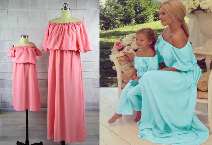 Одинаковые красивые платья для дочки и мамы.